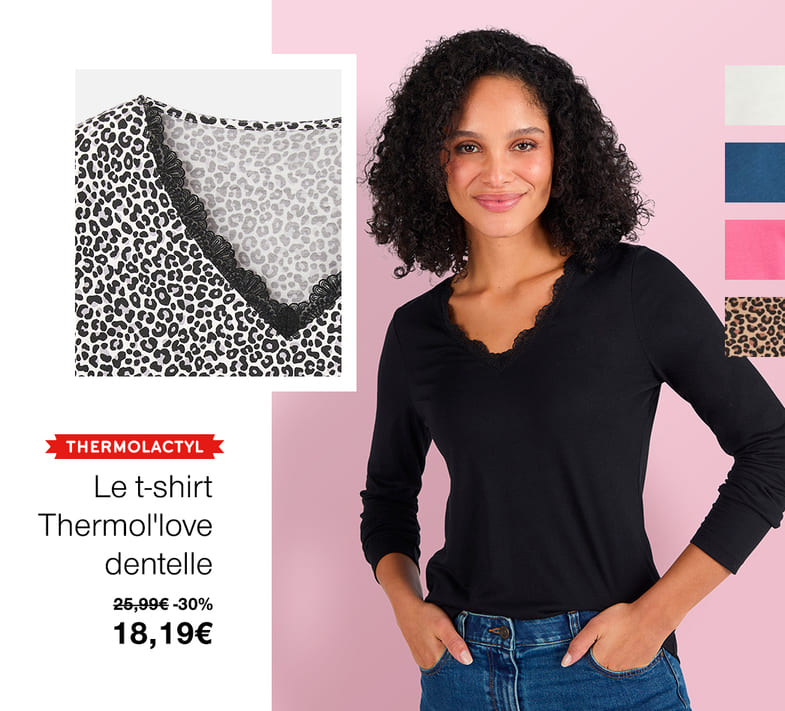 Le t-shirt thermol’love en dentelle à 25€99
