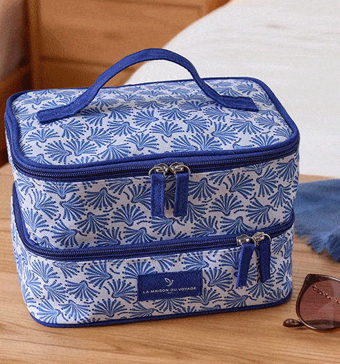 Le grand sac city moderne, coloris bleu, anses marron