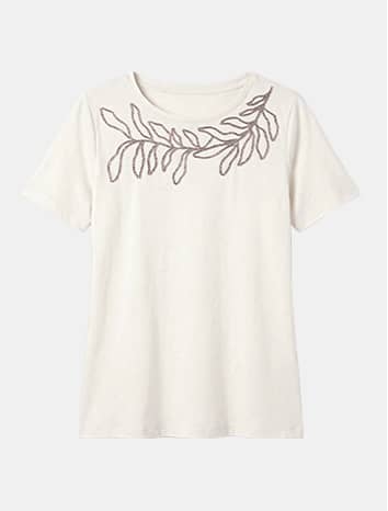 Tshirt blanc avec broderie et sequins