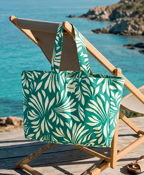 Sac Charlotte en coton, imprimé feuillage vert